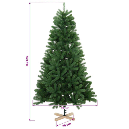 Kunstigt juletræ med julekugle 150 cm 150 LED'er Varm hvid PVC