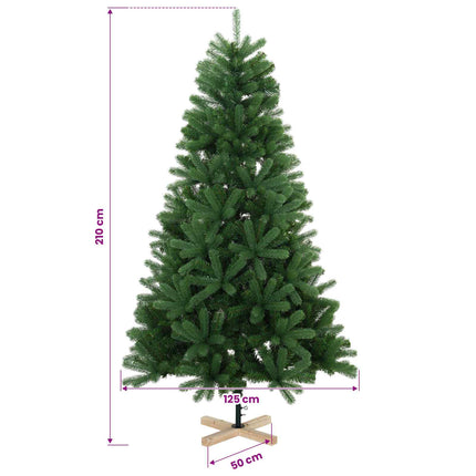 Kunstigt juletræ med julekugle 210 cm 300 LED'er Varm hvid PVC