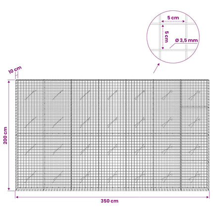 Gabion med 3,5 mm Tråd og 5x5 cm Maske 350x10x200 cm
