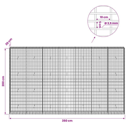 Gabion med 3,5 mm tråd og 5x10 cm mesh 350x30x200 cm