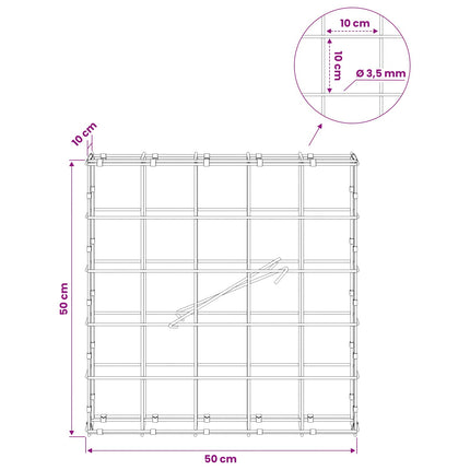 Gabion med 3,5 mm tråd og 10x10 cm net 50x10x50 cm