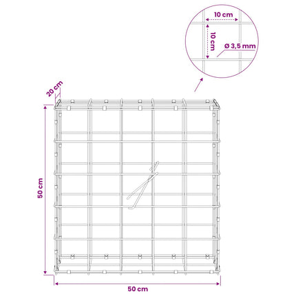 Gabion med 3,5 mm tråd og 10x10 cm net 50x20x50 cm