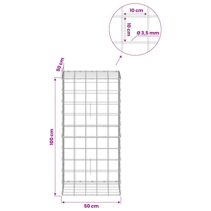 Gabion med 3,5 mm tråd og 10x10 cm net 50x50x100 cm