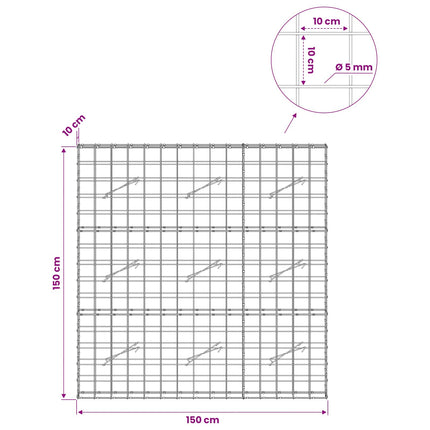 Gabion med 5 mm Tråd og 10x10 cm Net 150x10x150 cm