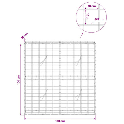 Gabion med 5 mm Tråd og 10x10 cm Net 100x20x100 cm