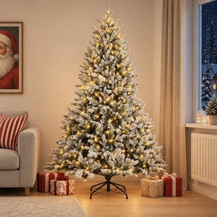 Kunstigt Hinged Juletræ 210 cm 300 LED'er Varm hvid
