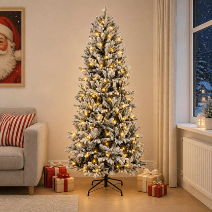 Kunstigt Hinged Juletræ 150 cm 150 LED'er Varm hvid PVC og PE