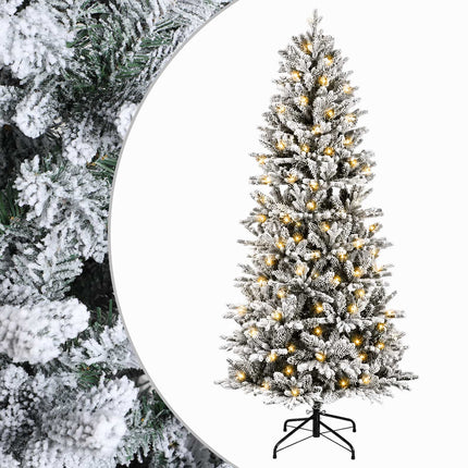 Kunstigt Hinged Juletræ 150 cm 150 LED'er Varm hvid PVC og PE