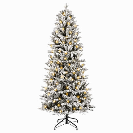 Kunstigt Hinged Juletræ 150 cm 150 LED'er Varm hvid PVC og PE