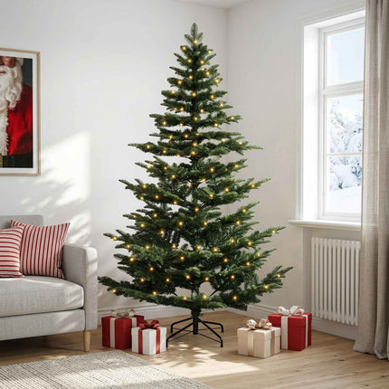 Kunstigt Hinged Juletræ 240 cm 300 LED'er Varm hvid PE og PVC