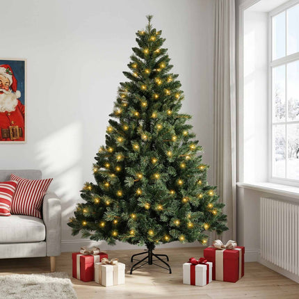 Kunstigt Hinged Juletræ 180 cm 300 LED'er Varm hvid