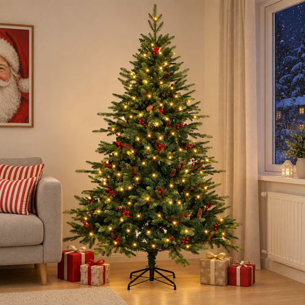 Kunstigt Hinged Juletræ 210 cm 300 LED'er Varm hvid