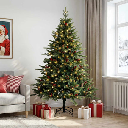 Kunstigt Hinged Juletræ 210 cm 300 LED'er Varm hvid