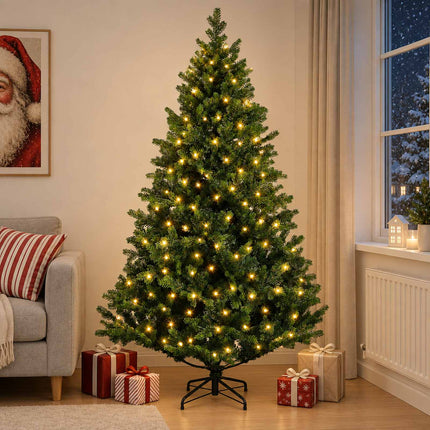 Kunstigt Hinged Juletræ 180 cm 300 LED'er Varm hvid