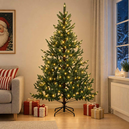 Kunstigt Hinged Juletræ 120 cm 150 LED'er Varm hvid