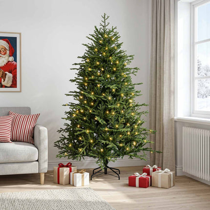 Kunstigt Hinged Juletræ 210 cm 300 LED'er Varm hvid