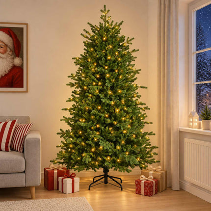 Kunstigt Hinged Juletræ 180 cm 300 LED'er Varm hvid