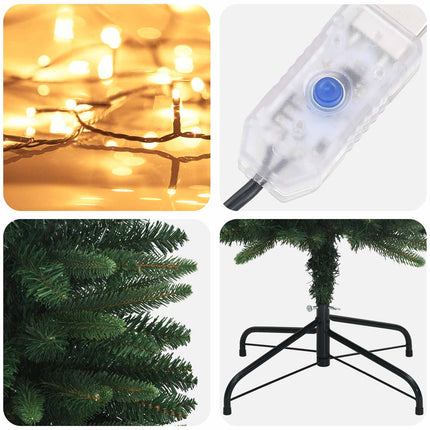 Kunstigt slankt juletræ 150 cm 150 LED'er Varm hvid PE og PVC