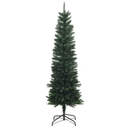 Kunstigt slankt juletræ 150 cm 150 LED'er Varm hvid PE og PVC