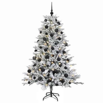 Kunstigt juletræ med julekugle 150 cm 150 LED'er Varm hvid