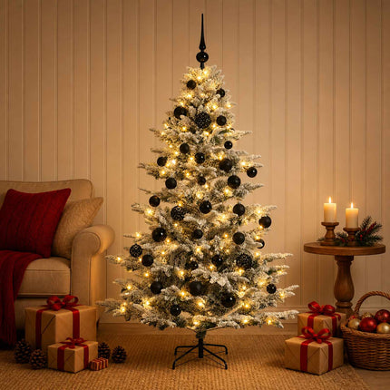 Kunstigt juletræ med julekugle 150 cm 150 LED'er Varm hvid