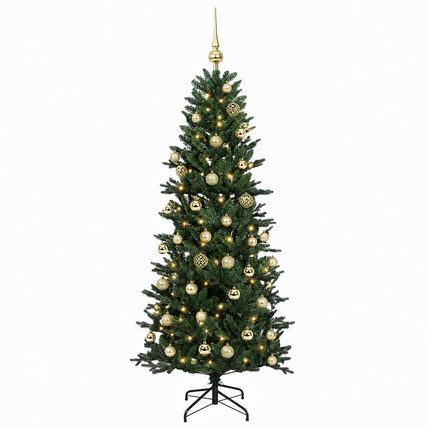 Kunstigt juletræ med julekugle 120 cm 150 LED'er Varm hvid