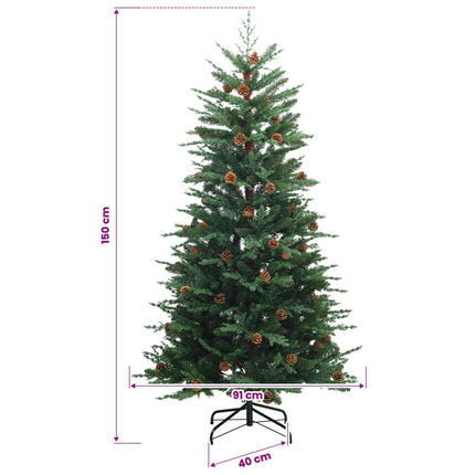 Kunstigt Hinged Juletræ 150 cm 150 LED'er Varm hvid PE og PVC