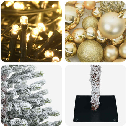 Kunstigt juletræ med julekugle 120 cm 150 LED'er Varm hvid