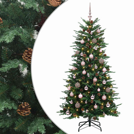 Kunstigt Hinged Juletræ 150 cm 150 LED'er Varm hvid PE og PVC