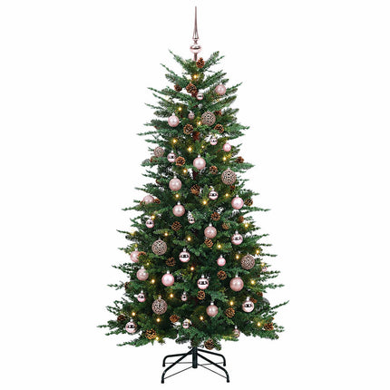 Kunstigt Hinged Juletræ 150 cm 150 LED'er Varm hvid PE og PVC