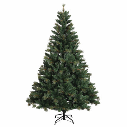 Kunstig juletræ med kugler 150 cm 150 LED'er Varm hvid