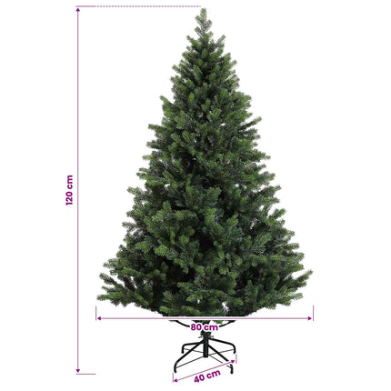 Kunstig juletræ med kugler 120 cm 150 LED'er Varm hvid