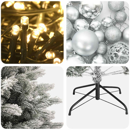 Kunstigt juletræ med julekugle 150 cm 150 LED'er Varm hvid
