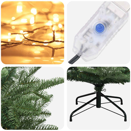Kunstigt Hinged Juletræ 240 cm 300 LED'er Varm hvid PE og PVC