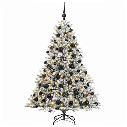Kunstigt juletræ med julekugle 210 cm 300 LED'er Varm hvid