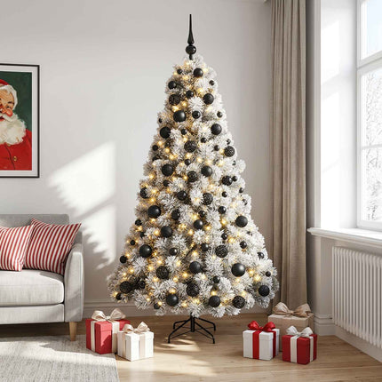Kunstigt juletræ med julekugle 240 cm 300 LED'er Varm hvid