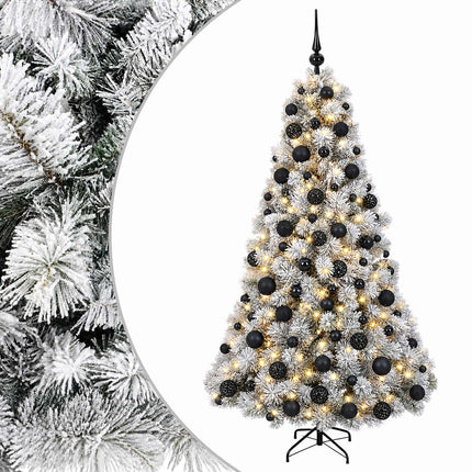Kunstigt juletræ med julekugle 240 cm 300 LED'er Varm hvid