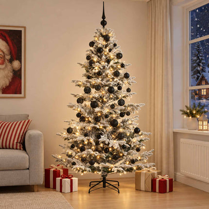 Kunstigt juletræ med julekugle 240 cm 300 LED'er Varm hvid