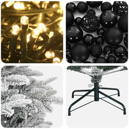 Kunstigt juletræ med julekugle 180 cm 300 LED'er Varm hvid