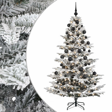 Kunstigt juletræ med julekugle 180 cm 300 LED'er Varm hvid