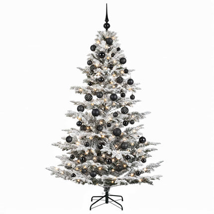 Kunstigt juletræ med julekugle 180 cm 300 LED'er Varm hvid