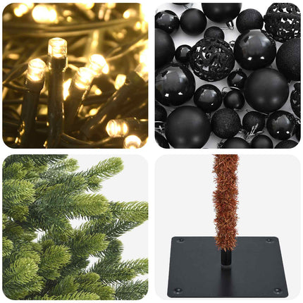 Kunstigt juletræ med julekugle 180 cm 300 LED'er Varm hvid