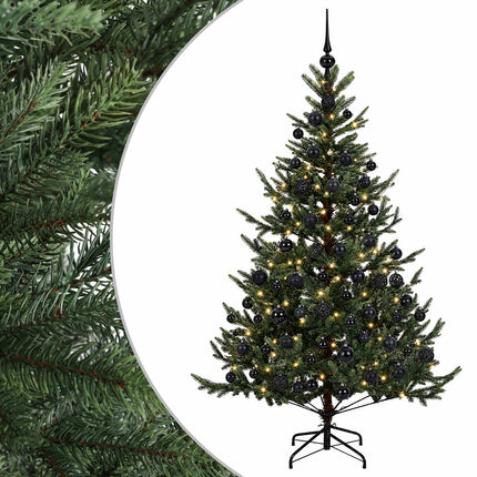 Kunstigt juletræ med julekugle 180 cm 300 LED'er Varm hvid