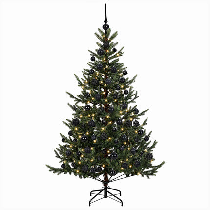 Kunstigt juletræ med julekugle 180 cm 300 LED'er Varm hvid