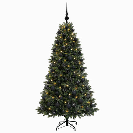Kunstig juletræ med kugler 240 cm 300 LED'er Varm hvid