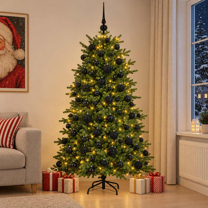 Kunstigt juletræ med julekugle 240 cm 300 LED'er Varm hvid