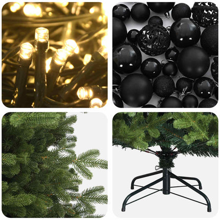 Kunstigt juletræ med julekugle 240 cm 300 LED'er Varm hvid