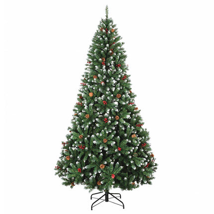 Kunstigt juletræ, grønt med julekugler 240 cm 300 LED'er