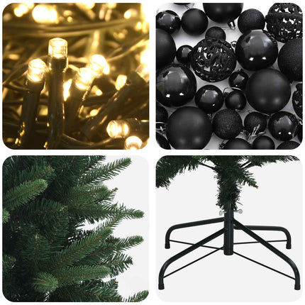 Kunstig juletræ med kugler 240 cm 300 LED'er Varm hvid