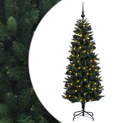 Kunstig juletræ med kugler 240 cm 300 LED'er Varm hvid